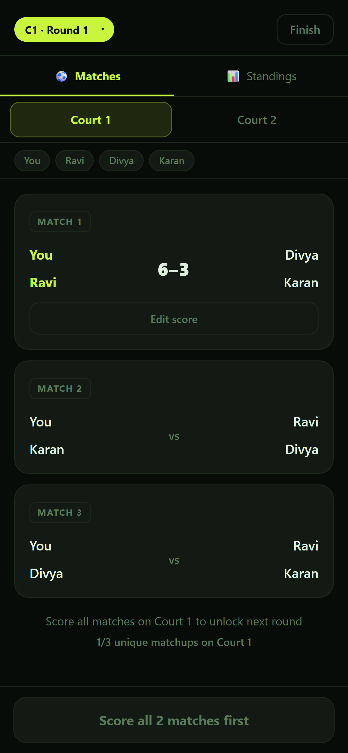 score match